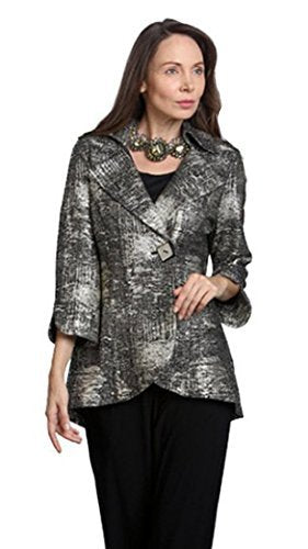 IC Collection Patterned Single Button Closure Contemporary Asian Styled  Jacket