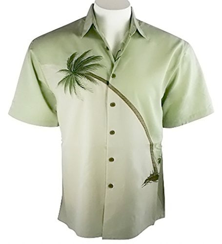 Bamboo Cay Men's Hurricane Palm Tropical Style Embroidered Camp Shirt (Small, Palm)
