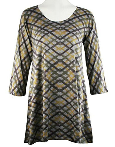 Nally & Millie - Crossed Stripes, Scoop Neck, 3/4 Sleeve, Knit Tunic ...